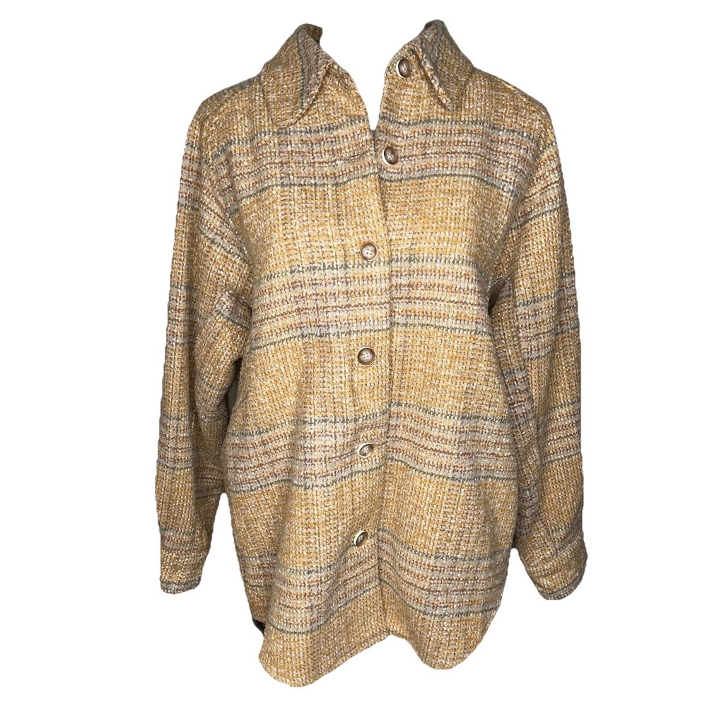 Mystere Flannel Women's Brown Orange Yellow Plaid Shirt Jacket Shacket S Fall